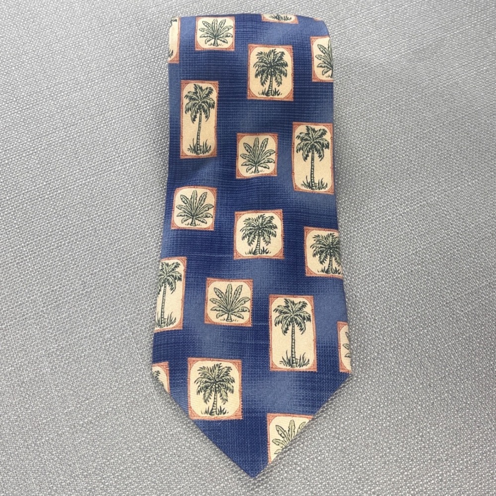 Tommy Bahama Necktie Mens OS‎ Blue Palm Tree Tropical Silk Classic Tie